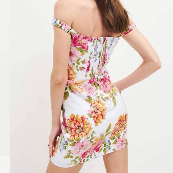 Reformation Sawyer Linen Floral Mini Dress Sz 8 - Picture 12 of 12